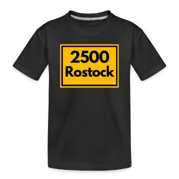 ALTE POSTLEITZAHL PLZ RETRO 2500 ROSTOCK HANSEPORT - Kinder Premium Bio T-Shirt - Schwarz - Vorne