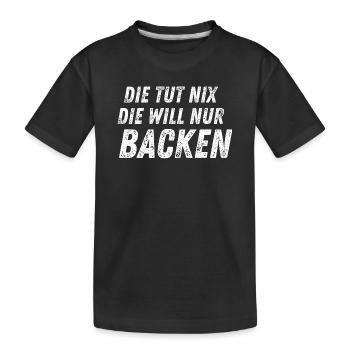 Elle ne fait rien – elle veut juste faire de la pâtisserie - T-shirt bio Premium Enfant - noir - Devant