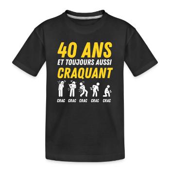 40 ans humour anniversaire vintage - T-shirt bio Premium Enfant - noir - Devant