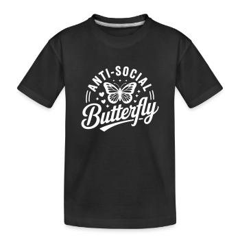 Antisoziales Schmetterlingslogo - Kinder Premium Bio T-Shirt - Schwarz - Vorne