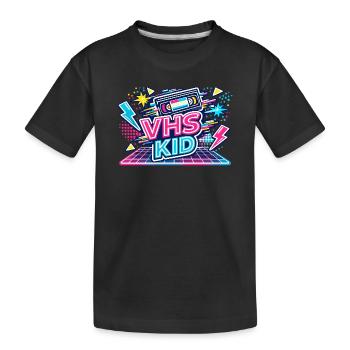 VHS KID Neon Retro - Kinder Premium Bio T-Shirt - Schwarz - Vorne