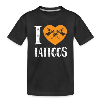J’adore les tatouages Orange Heart Ink Design - T-shirt bio Premium Enfant - noir - Devant