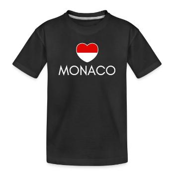 Cœur avec le drapeau de Monaco, j’adore Monaco - T-shirt bio Premium Enfant - noir - Devant