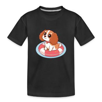 Chiot Mignon sur Bouée Flottante - T-shirt bio Premium Enfant - noir - Devant