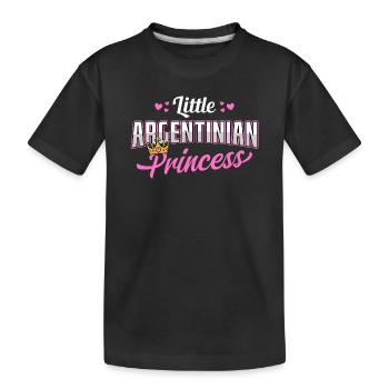 Argentinian Princess Pink Hearts Crown Design - Kids' Premium Organic T-Shirt - black - Front