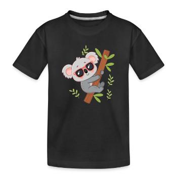 Koala branché sur branche tropicale - T-shirt bio Premium Enfant - noir - Devant