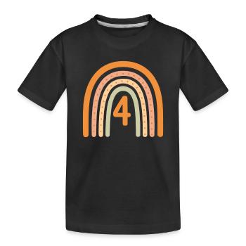 4. Fourth Birthday Rainbow - Kids' Premium Organic T-Shirt - black - Front