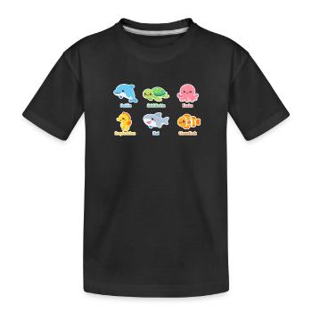 Kuschelige Meerestiere Sticker - Kinder Premium Bio T-Shirt - Schwarz - Vorne
