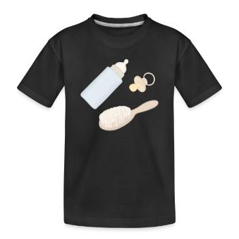 Baby Pflege Essentials - Kinder Premium Bio T-Shirt - Schwarz - Vorne