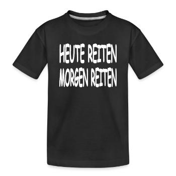 Reiten - Kinder Premium Bio T-Shirt - Schwarz - Vorne