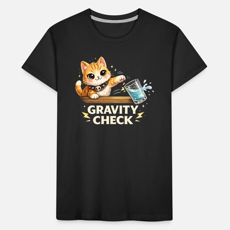 Déclaration drôle de chat Gravity Check T-shirt bio Premium Enfant