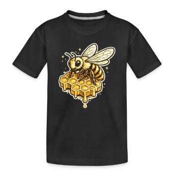 Motif de l’abeille en nid d’abeille - T-shirt bio Premium Enfant - noir - Devant