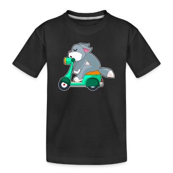 Katze Motorroller - Kinder Premium Bio T-Shirt - Schwarz - Vorne