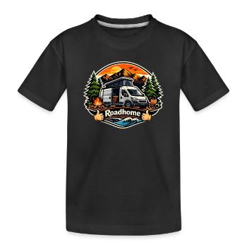 Roadhome: Vanlife at the mountain lake - Kids' Premium Organic T-Shirt - black - Front