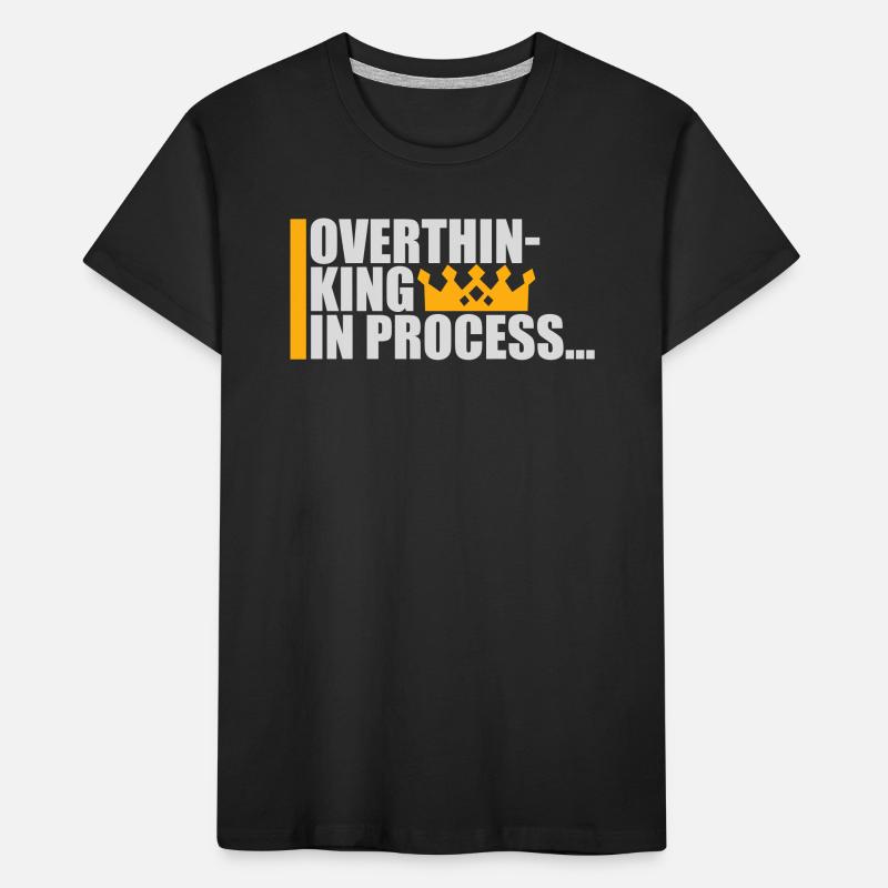 Overthinking In Process Funny Brooding Saying Logo Kids' Premium Organic T-Shirt