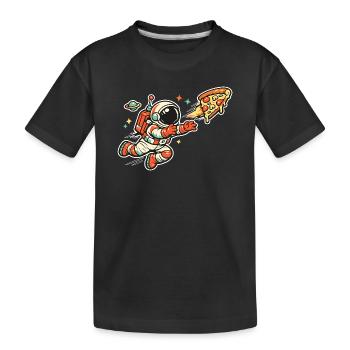 Astronaut auf Pizzajagd - Kinder Premium Bio T-Shirt - Schwarz - Vorne