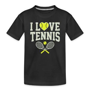 T-shirt de tennis, t-shirt I Love Tennis, sweat à capuche, bonnet - T-shirt bio Premium Enfant - noir - Devant