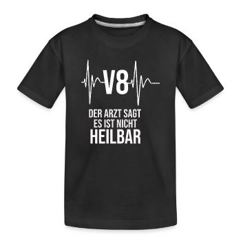 V8 Liebhaber Shirt - Autoliebhaber Shirt - V8  - Kinder Premium Bio T-Shirt - Schwarz - Vorne