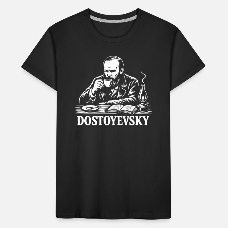 Dostojewski beim Kaffeeporträt Kinder Premium Bio T-Shirt