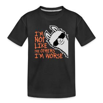 Lama Sonnenbrille Im Not Like The Others I'm Worse - Kinder Premium Bio T-Shirt - Schwarz - Vorne