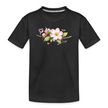 Branche de fleurs de pommier avec des accents de graffiti - T-shirt bio Premium Enfant - noir - Devant
