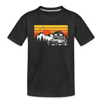 Dachzelt Camping Shirt für Offroad Fans - Kinder Premium Bio T-Shirt - Schwarz - Vorne