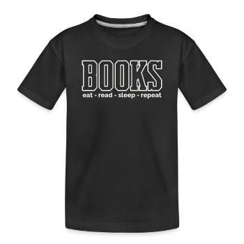 Rituels de la vie du livre : Manger, lire, dormir - T-shirt bio Premium Enfant - noir - Devant