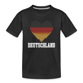 Deutschland Herz Farbverlauf - Kinder Premium Bio T-Shirt - Schwarz - Vorne