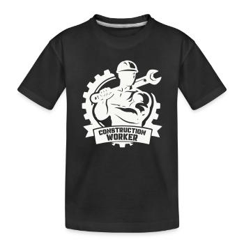 Ouvrier du bâtiment robuste avec engrenages - T-shirt bio Premium Enfant - noir - Devant