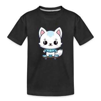Little Fox Skateboard Blue - Kids' Premium Organic T-Shirt - black - Front
