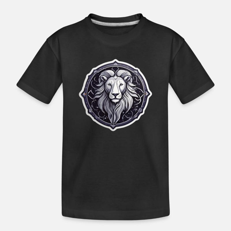 Kosmisches Löwenrundes Astralmuster - Kinder Premium Bio T-Shirt - Schwarz