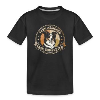 Aufgabe erledigt | Border Collie Badge - Kinder Premium Bio T-Shirt - Schwarz - Vorne