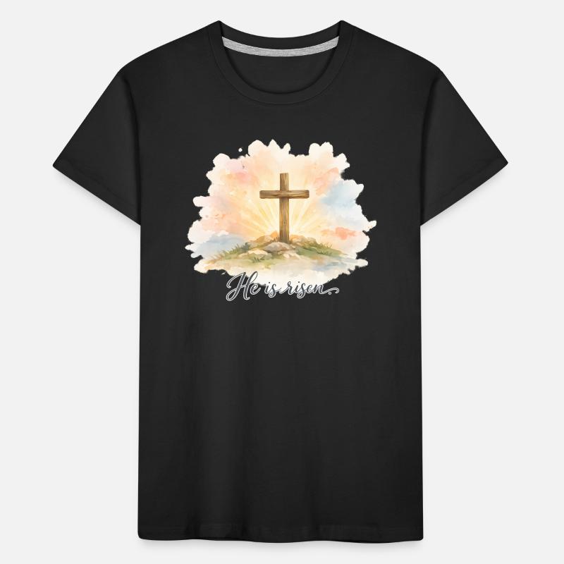 Resurrection He is Risen Easter Jesus Kids' Premium Organic T-Shirt