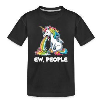 Rainbow Unicorn Spits Rainbow - Kids' Premium Organic T-Shirt - black - Front