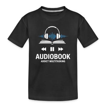 Livres audio, histoires de livres audio, casques - T-shirt bio Premium Enfant - noir - Devant
