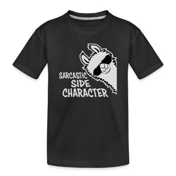 Llama Alpaca Sarcastic Side Character Sarcastic - Kids' Premium Organic T-Shirt - black - Front