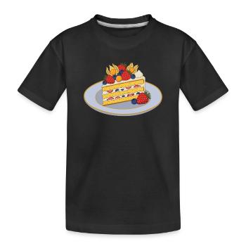 Fruchtige Tortenscheibe mit Beeren - Kinder Premium Bio T-Shirt - Schwarz - Vorne