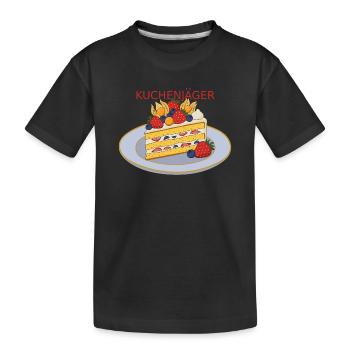 Kuchenjäger Obstkuchen Slice - Kinder Premium Bio T-Shirt - Schwarz - Vorne