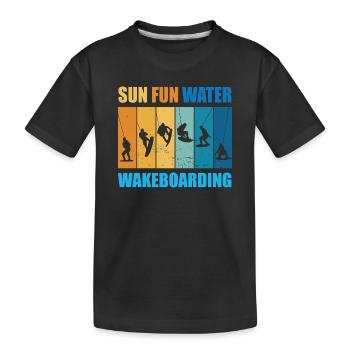Soleil, Plaisir, Eau, Wakeboard - T-shirt bio Premium Enfant - noir - Devant