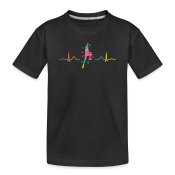 Boulderer heartbeat Bouldering Bouldering - Kids' Premium Organic T-Shirt - black - Front