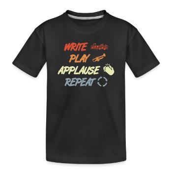 Écrire, Jouer, Applaudir, répéter - T-shirt bio Premium Enfant - noir - Devant