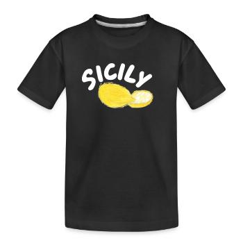 Sicily Lemons Illustration - Sicily - Kids' Premium Organic T-Shirt - black - Front