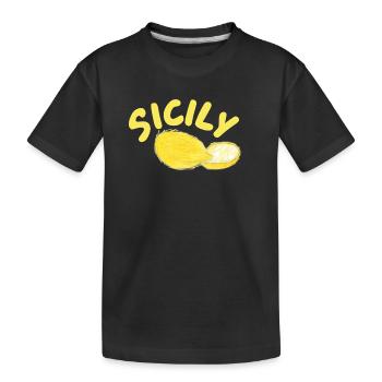 Sicily Lemons Illustration - Sicily - Kids' Premium Organic T-Shirt - black - Front