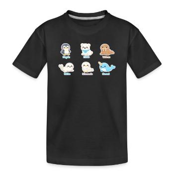 Kuschelige Arktis-Tierwelt - Kinder Premium Bio T-Shirt - Schwarz - Vorne