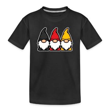 Trio des nains de jardin allemands Noir Rouge Or - T-shirt bio Premium Enfant - noir - Devant