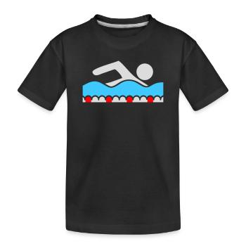 Swimmer, Pictogram, Freestyle, Wave, Pool, Sport - Kids' Premium Organic T-Shirt - black - Front