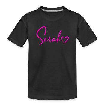 Sarah Signature Neon Pink - Kids' Premium Organic T-Shirt - black - Front