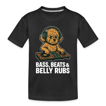 DJ Maltipoo: Bass, Beats & Belly Rubs Retro Design - Kids' Premium Organic T-Shirt - black - Front