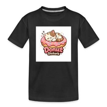 Donut Disturb – Süße Katze im Donut - Kinder Premium Bio T-Shirt - Schwarz - Vorne