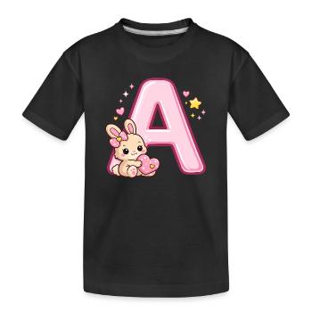  A mit Hase Herz - Kinder Premium Bio T-Shirt - Schwarz - Vorne